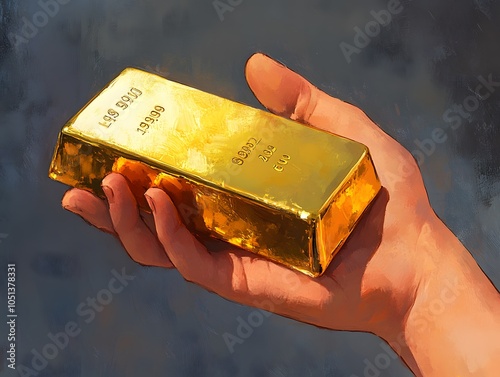 hand holding a gold 4 photo