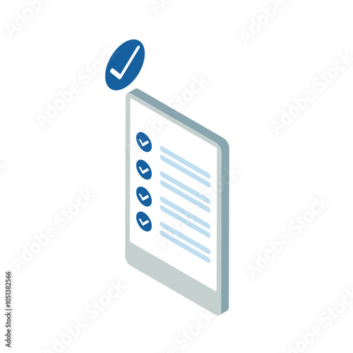 isometric checklist task. approve task. Vector Illustration of Inspection task to do list.