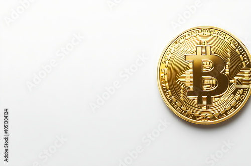 A golden bitcoin on a white sheet of paper, Generative AI