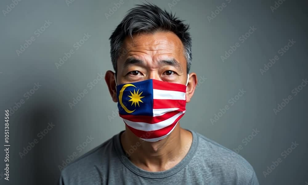 portrait of a man with a malaysian flag on his face