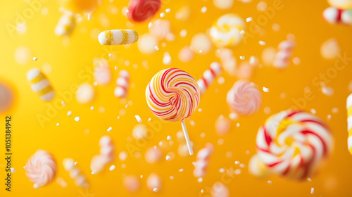 Orange jelly beans in a bowl with a seamless jelly beans background, featuring a fun and colorful design photo