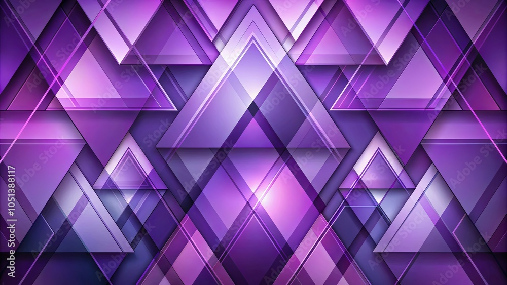 Abstract geometric pattern of overlapping triangular shapes with gradients of purple, pink, and white hues.