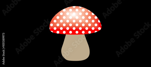 Agaric Mushroom. Red And White Forest Mushroom Known For Distinctive Appearance. Vector Illustration.