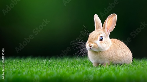 Adorable Bunny Rabbit Sitting in Green Grass