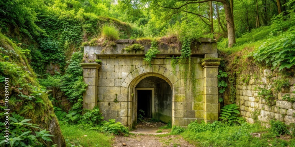Old abandoned limestone adits entrance surrounded by overgrown vegetation, abandoned, adits, entrance, limestone, old Old abandoned limestone adits entrance surrounded by overgrown vegetation, abandoned, adits, entrance, limestone, old