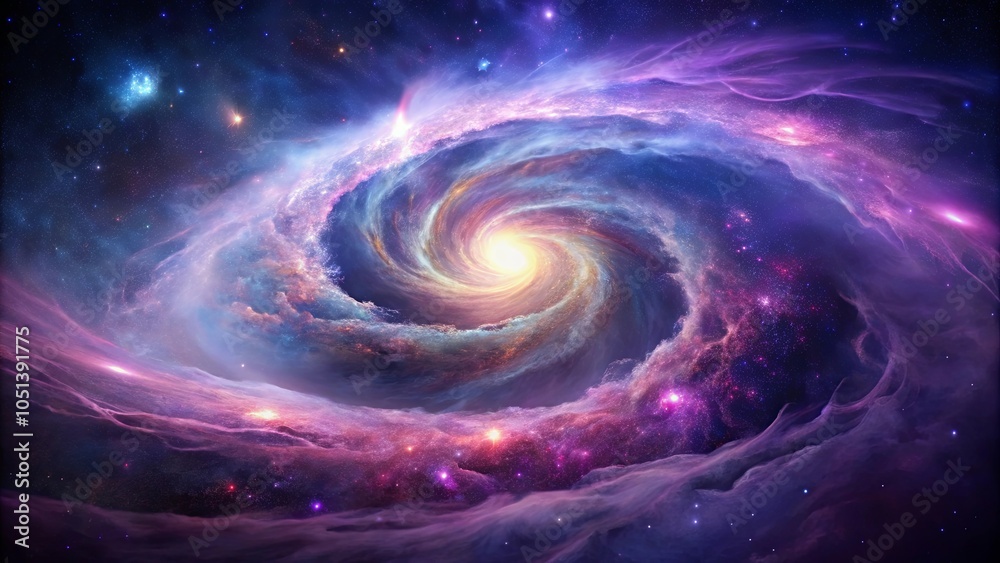 A cosmic swirl of celestial energy, vibrant hues paint a tapestry of stardust and galactic wonder