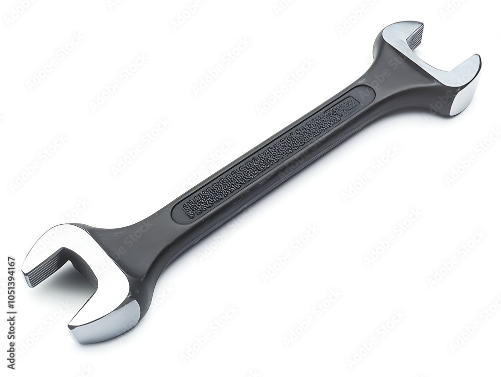 A sturdy, heavy-duty wrench with a rubberized grip, isolated against a white background to showcase its design.