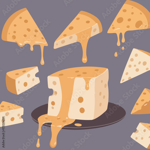 Art and Illustration of cheese perfect for design