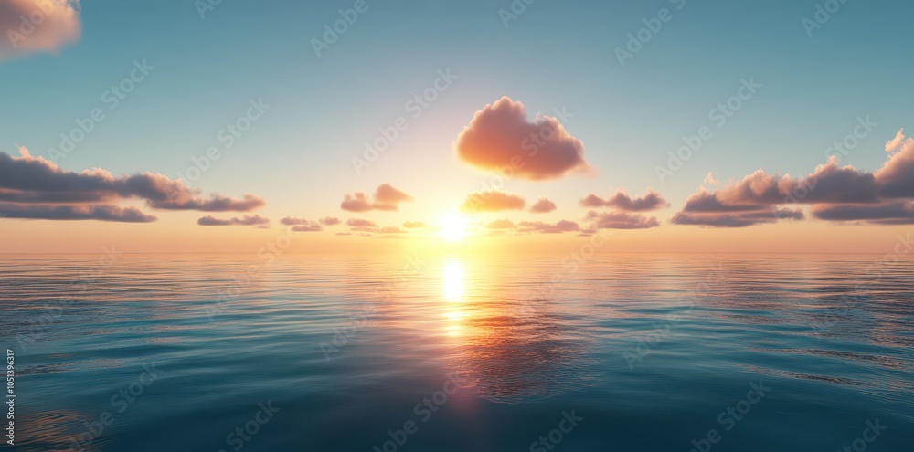 Obraz premium Sunshine Gleams Over the Horizon, Casting Golden Rays in the Early Morning Light