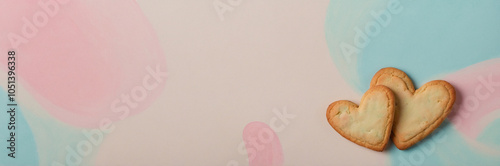 LOVE - Heart-Shaped Cookies on Pastel Background – Simple and Sweet Love Theme