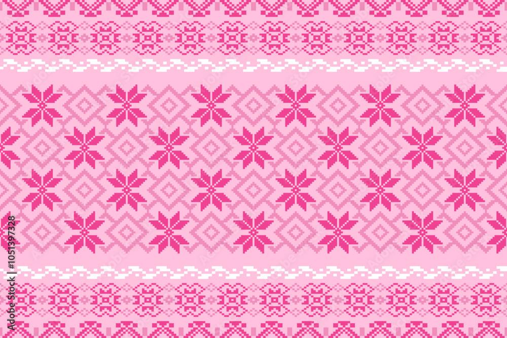 Design for wrapping, carpet, wallpaper, sweater, scarf, comforter or clothes, fabric printing.Geometric seamless pattern with repeat Christmas object.
