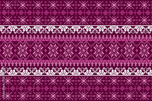 Cross Stitch Embroidery and Knitted Sweater Pattern.Design for wrapping, carpet, wallpaper, sweater, scarf, comforter or clothes, fabric printing.