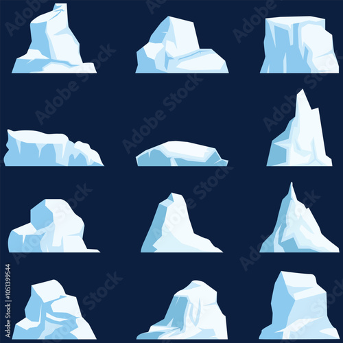 Set of iceberg icon. Iceberg icon vector illustration. 