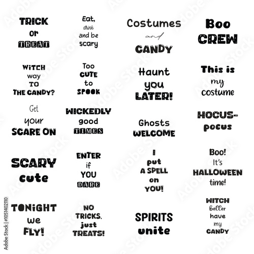 Set of Halloween quotes. Vector design elements. 