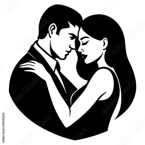 Valentine’s Day Couple Silhouette Vector.