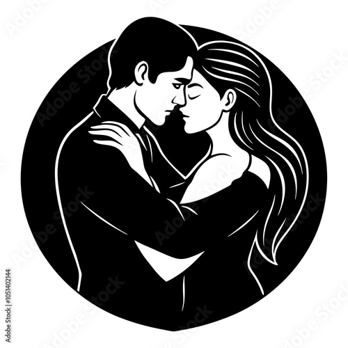 Valentine’s Day Couple Silhouette Vector.