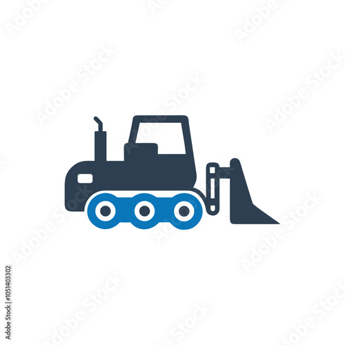 Bulldozer icon on white background