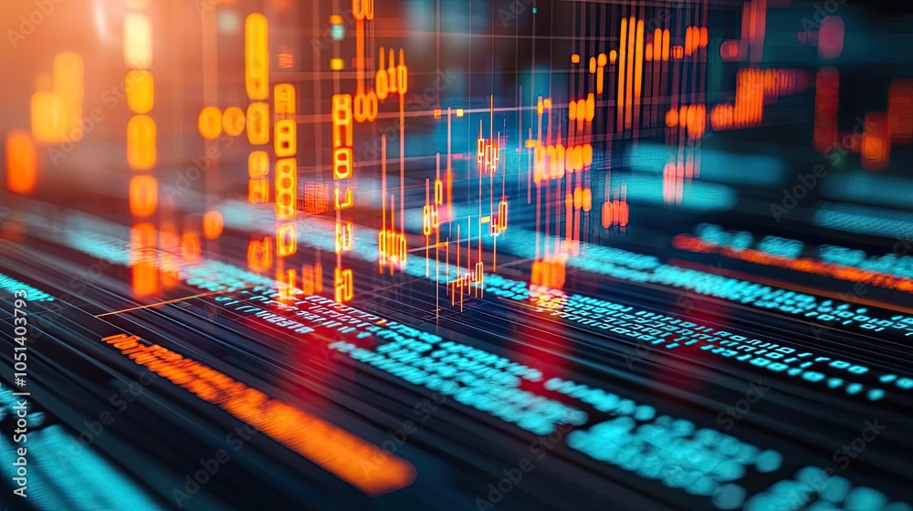Obraz premium Abstract data visualization with glowing lines and vibrant colors.