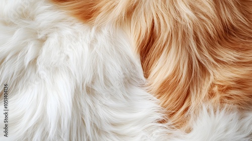 136. A mix of fluffy puppy fur in light browns and whites against a clean white backdrop