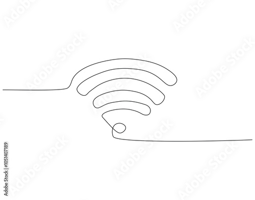 Continuous one line drawing of Wi-Fi signal. One line drawing illustration of internet signal hotspot. Internet, network, wireless concept line art. Editable outline