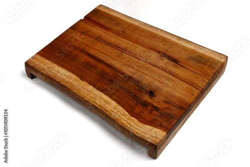 Square wooden cutting board isolated on white background with 45 degree angle setting