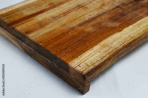 Obraz na płótnie Square wooden cutting board isolated on white background with 45 degree angle setting w salonie
