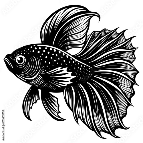 black and white betta fish photo