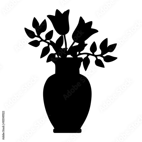 silhouette of vase and flowers