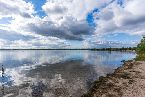 Beautiful natural lake called Cospudener Lake in Leipzig, Germany photo