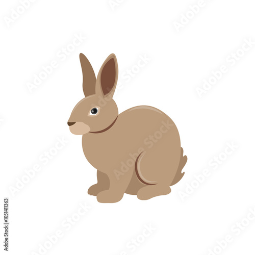 ector illustration of rabbit in cartoon flat style. A cute little fluffy rabbit in different pose and color. Illustration of livestock or wild animal isolated on white background for icon, infograph