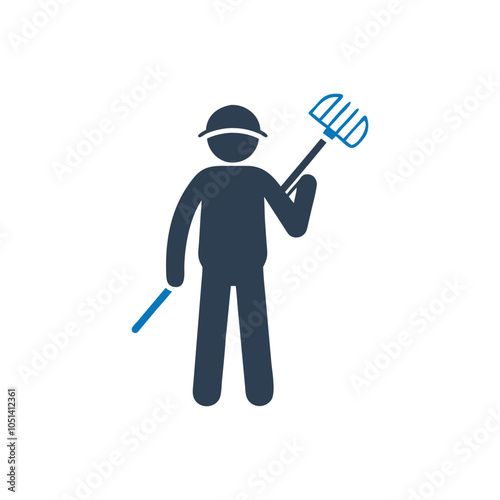 Person raking icon on white background