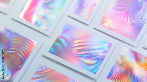 Holographic abstract art with fluid waves and textures