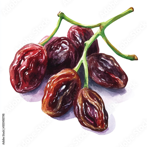 Raisin fruit watercolor clipart illustration