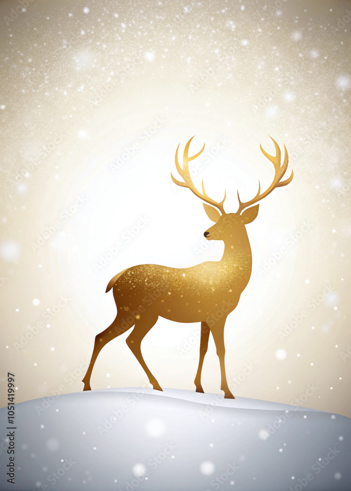 Golden Reindeer Silhouette Christmas Card Golden Reindeer Silhouette Christmas Card