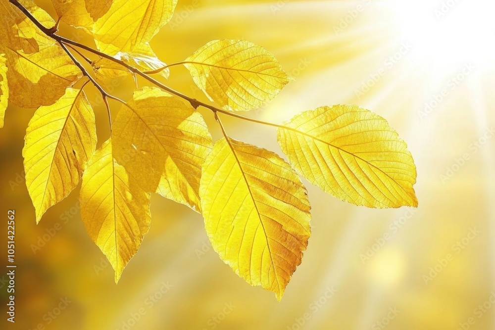 Golden autumn leaves basking in the warm sunlight Golden autumn leaves basking in the warm sunlight