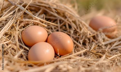 nesting with eggs in hay, Generative AI