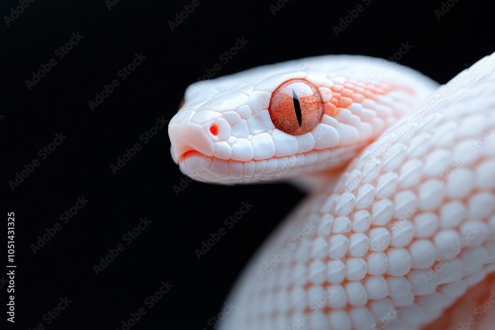Fototapeta premium Albino snake posing on black background