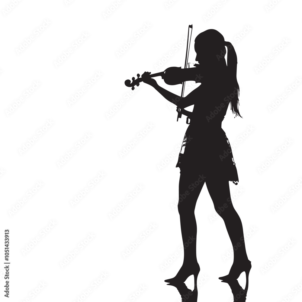 A woman playing Violin silhouette isolated on white background A woman playing Violin silhouette isolated on white background