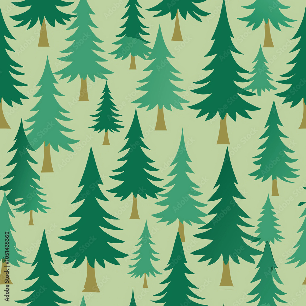 Obraz premium Seamless pattern of evergreen trees.