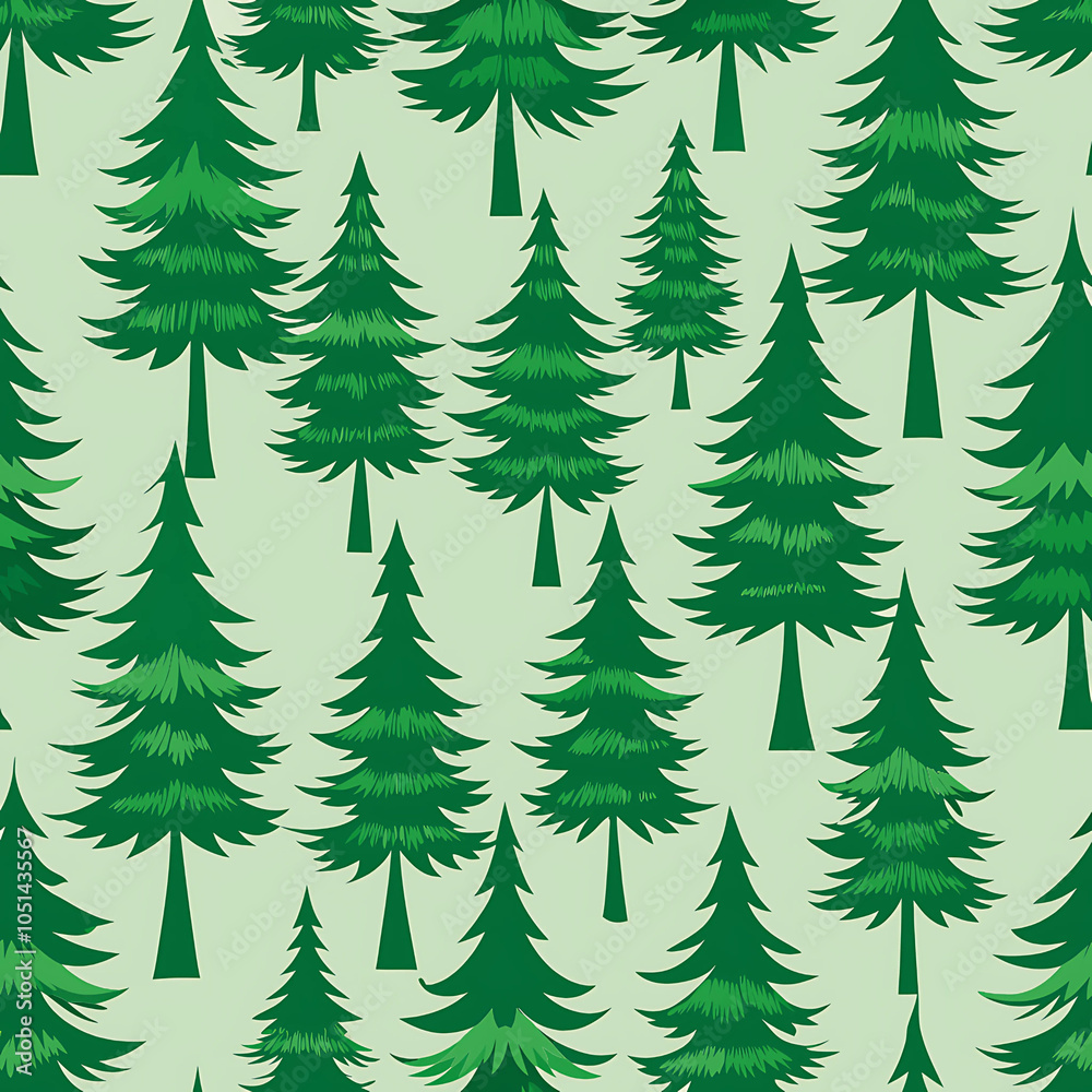 Fototapeta premium Seamless pattern of evergreen trees.