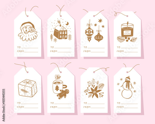 Set Of Cute Christmas Gift Tags.