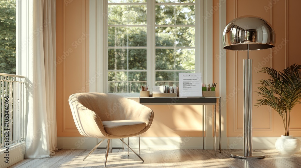Peaceful home office with ecofriendly decor drafting newsletter Peaceful home office with ecofriendly decor drafting newsletter