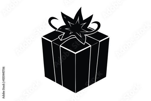 Christmas gift box silhouette illustration