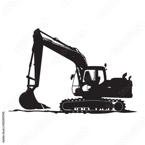 excavator silhouette isolated on white background