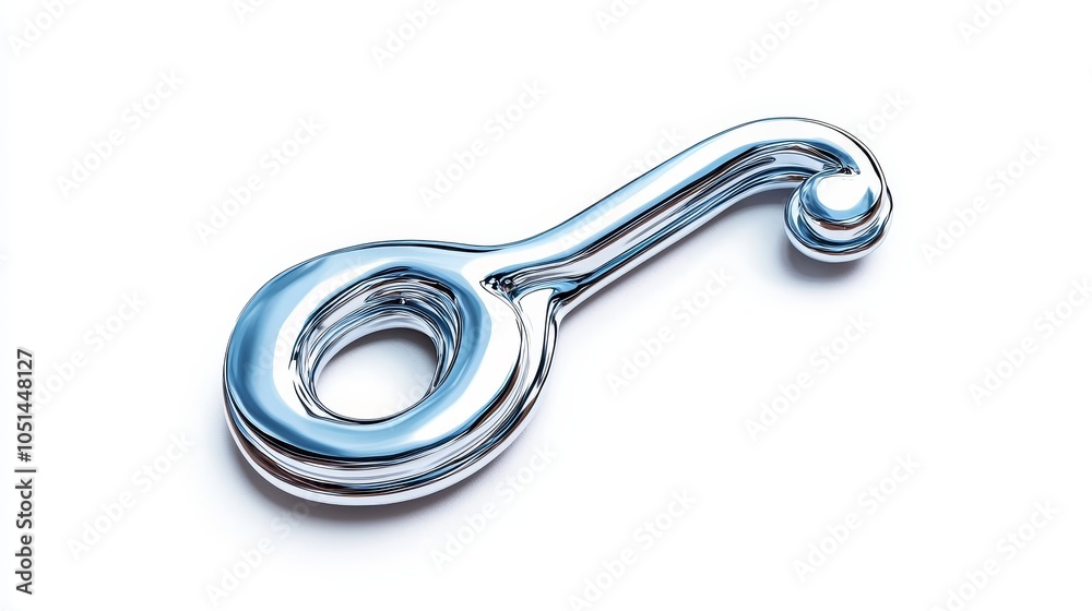 Modern treble clef symbol, bold lines with artistic flourishes, a sleek metallic finish on white background, stylish and futuristic design Modern treble clef symbol, bold lines with artistic flourishes, a sleek metallic finish on white background, stylish and futuristic design
