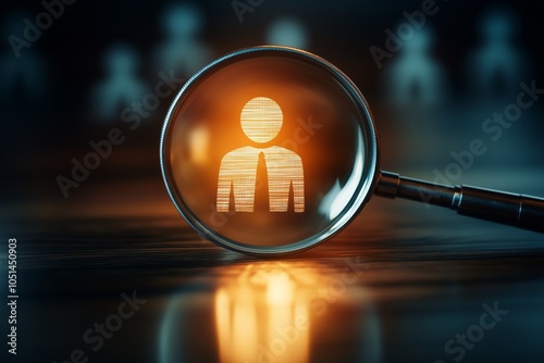 Wallpaper Mural Human resources management concept. Employment headhunting. Recruiting with online technology. Magnifying glass focuses on manager icon, best candidate. Searching human to join the team  Torontodigital.ca