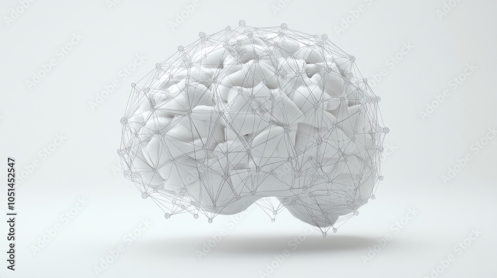 3D brain connected by nodes and lines symbolizing networks 3D brain connected by nodes and lines symbolizing networks