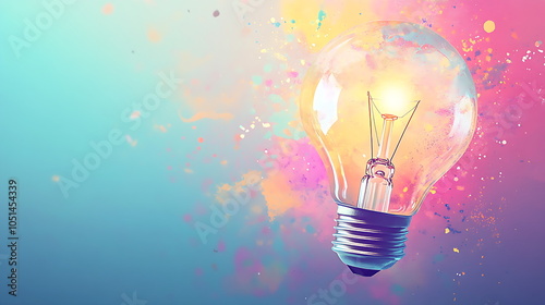 Abstract background with a light bulb, Generative AI