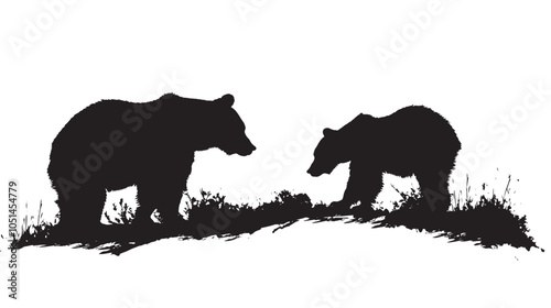 Bears silhouette isolated in White background