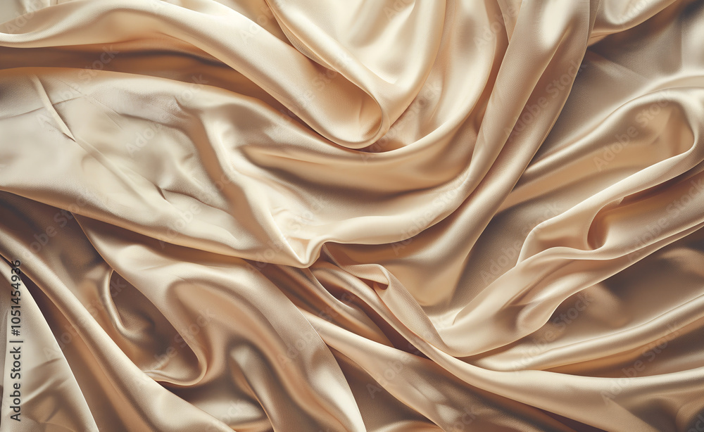 Obraz premium Beige silk background, soft folds of fabric, neutral background.